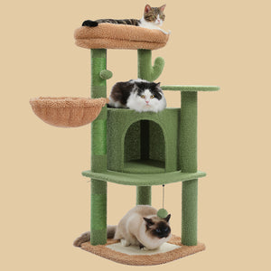PAWZ Road Cactus 42 Inches with Plush Perch & Hammock Cat Tree