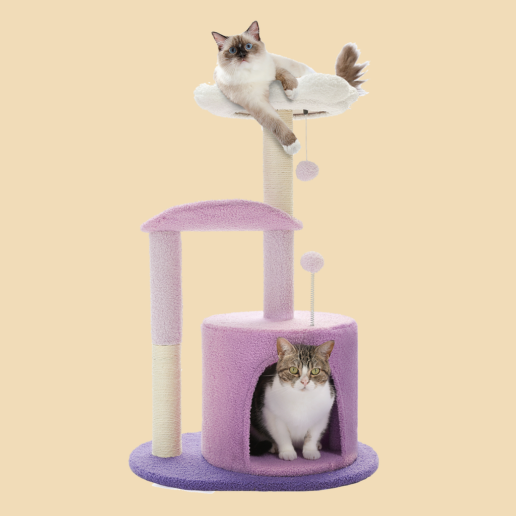 PAWZ Road Cat Tree,32 Inches Purple Flower Cat Tower with