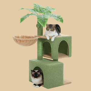 PAWZ Road 43.3'' Cat Tree for Indoor Cats Cactus Cat Tower with 2 Cat Condos, Cozy Hammock, Cat Scratching Post and Sisal Ball, Green Cat Activity Tree for Large Cats