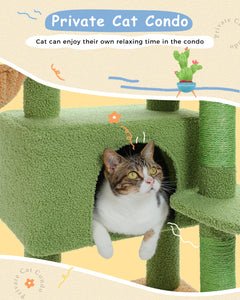 PAWZ Road Indoor 34.6'' Cat Activity Green，Grey Cactus Cat Tree
