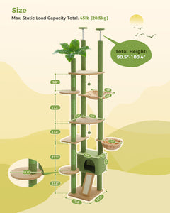 PAWZ Road 90.5''~100.4'' Height Floor to Ceiling Cactus Cat Tree