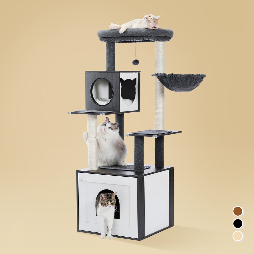 Pawz Road Cat Tree with Litter Box Enclosure, 56.7