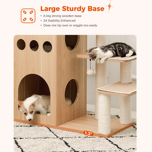 PAWZ Road 51" Extra Tall Sky-Castle Design Wooden Modern Luxury Cat Tree