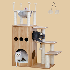 PAWZ Road 51" Extra Alto Sky-Castle Design Madeira Moderna Árvore de Gato de Luxo