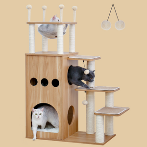 Pawz Road 51 Extra Tall Sky Castle Design Wooden Modern Luxury Cat Tree USA