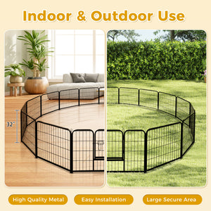 PAWZ Road Heavy Duty Metal Dog Crate & Playpen for Indoor Outdoor Use - Portable Pet Pen for Camping, Yard, RV - Multiple Size 8&16 Panels, Black