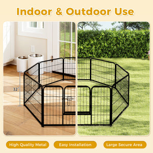 PAWZ Road Heavy Duty Metal Dog Crate & Playpen for Indoor Outdoor Use - Portable Pet Pen for Camping, Yard, RV - Multiple Size 8&16 Panels, Black