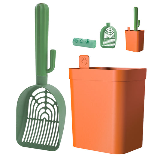 PAWZ Road Green Cactus Cat Litter Scoop with Holder