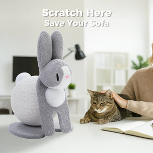 PAWZ Road Bunny-Shaped Cat Scratching Post, 24-Inche Rabbit Cat Scratcher with Sturdy Base, Compact Cat Scratch Post for Indoor Cats, Purple