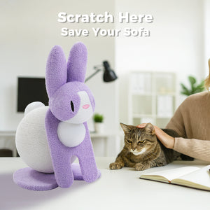 PAWZ Road Bunny-Shaped Cat Scratching Post, 24-Inche Rabbit Cat Scratcher with Sturdy Base, Compact Cat Scratch Post for Indoor Cats, Purple