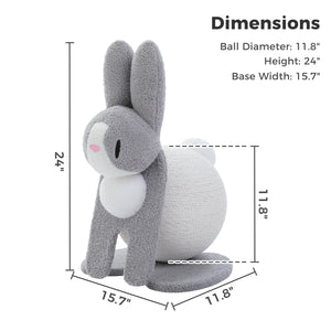 PAWZ Road Bunny-Shaped Cat Scratching Post, 24-Inche Rabbit Cat Scratcher with Sturdy Base, Compact Cat Scratch Post for Indoor Cats, Purple