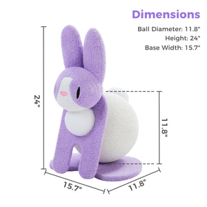 PAWZ Road Bunny-Shaped Cat Scratching Post, 24-Inche Rabbit Cat Scratcher with Sturdy Base, Compact Cat Scratch Post for Indoor Cats, Purple