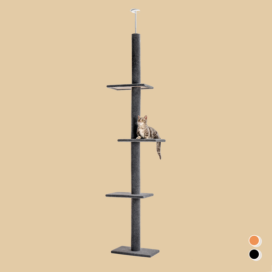 PAWZ Road Three Tier Floor-to-Ceiling Floor-to-Ceiling Cat Tree Cat Climbing Tower with Sisal-Covered Scratching Posts Natural Cat Tree Activity Center for Kittens Cat Tower Furniture