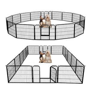 PAWZ Road Heavy Duty Metal Dog Crate & Playpen for Indoor Outdoor Use - Portable Pet Pen for Camping, Yard, RV - Multiple Size 8&16 Panels, Black