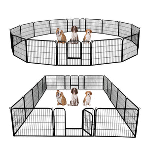 PAWZ Road Heavy Duty Metal Dog Crate & Playpen for Indoor Outdoor Use - Portable Pet Pen for Camping, Yard, RV - Multiple Size 8&16 Panels, Black