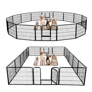 PAWZ Road Heavy Duty Metal Dog Crate & Playpen for Indoor Outdoor Use - Portable Pet Pen for Camping, Yard, RV - Multiple Size 8&16 Panels, Black