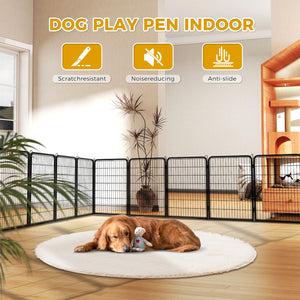 PAWZ Road Heavy Duty Metal Dog Crate & Playpen for Indoor Outdoor Use - Portable Pet Pen for Camping, Yard, RV - Multiple Size 8&16 Panels, Black