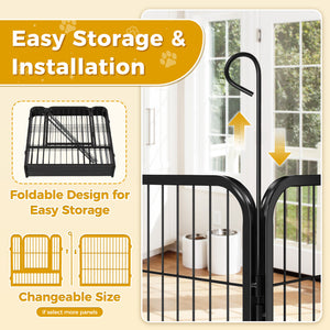 PAWZ Road Heavy Duty Metal Dog Crate & Playpen for Indoor Outdoor Use - Portable Pet Pen for Camping, Yard, RV - Multiple Size 8&16 Panels, Black