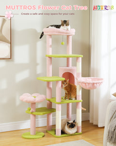 PAWZ Road 59" Cactus Multi-Level with Large Hammock, Scratching Post and 2 Perches Cat Tree