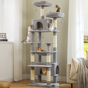 PAWZ Road Large 81 Inches Flower/Cactus Cat Tree Tower for Indoor Cats - with 2 Top Perches, 2 Condos, Thicker Base & Reinforced Structure, Sisal-Covered Scratching Posts(Multiple color options)