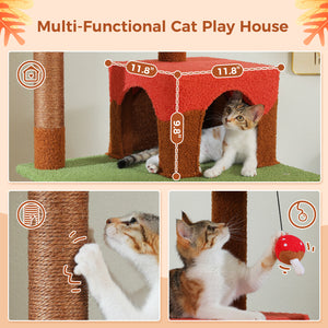 PAWZ Road Cat Tree for Large Cats with Big Hammock, 56.3-Inch Cat Tower with 2 Door Condo House, 6-Tier Cat with Scratching Posts and Top Perch