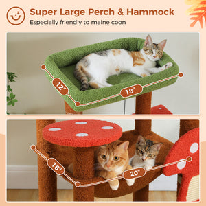 PAWZ Road Cat Tree for Large Cats with Big Hammock, 56.3-Inch Cat Tower with 2 Door Condo House, 6-Tier Cat with Scratching Posts and Top Perch