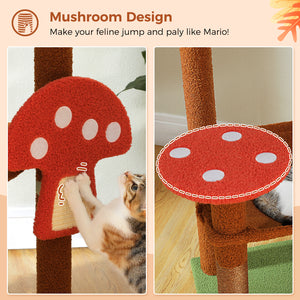 PAWZ Road Cat Tree for Large Cats with Big Hammock, 56.3-Inch Cat Tower with 2 Door Condo House, 6-Tier Cat with Scratching Posts and Top Perch