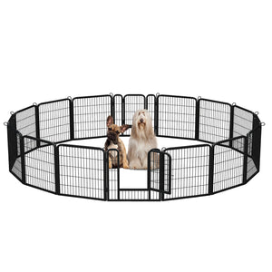 PAWZ Road Heavy Duty Metal Dog Crate & Playpen for Indoor Outdoor Use - Portable Pet Pen for Camping, Yard, RV - Multiple Size 8&16 Panels, Black