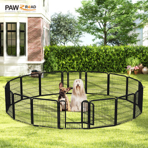 PAWZ Road Heavy Duty Metal Dog Crate & Playpen for Indoor Outdoor Use - Portable Pet Pen for Camping, Yard, RV - Multiple Size 8&16 Panels, Black