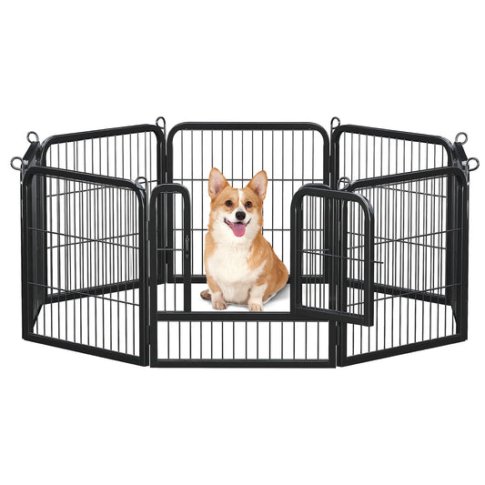 PAWZ Road Heavy Duty Metal Dog Crate & Playpen for Indoor Outdoor Use - Portable Pet Pen for Camping, Yard, RV - Multiple Size 8&16 Panels, Black