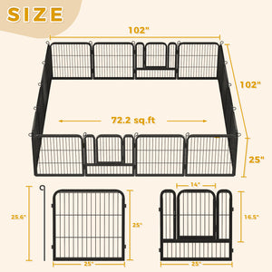 PAWZ Road Heavy Duty Metal Dog Crate & Playpen for Indoor Outdoor Use - Portable Pet Pen for Camping, Yard, RV - Multiple Size 8&16 Panels, Black