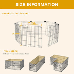Foldable Octagonal Metal Dog Playpen – 8-Panel Exercise Pen for Dogs, 24-30-36-42-48 Inch Multiple Heights (With & Without Door), Indoor/Outdoor (Black)