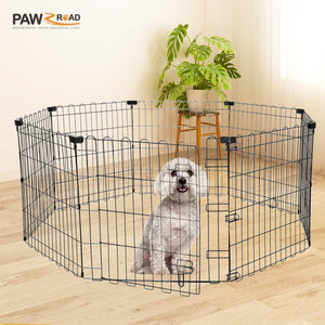 Foldable Octagonal Metal Dog Playpen – 8-Panel Exercise Pen for Dogs, 24-30-36-42-48 Inch Multiple Heights (With & Without Door), Indoor/Outdoor (Black)