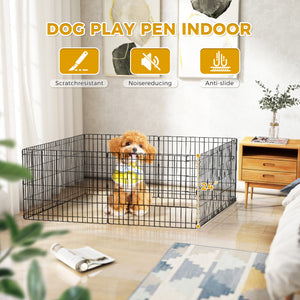 Foldable Octagonal Metal Dog Playpen – 8-Panel Exercise Pen for Dogs, 24-30-36-42-48 Inch Multiple Heights (With & Without Door), Indoor/Outdoor (Black)