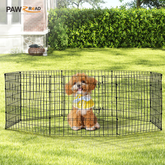 Foldable Octagonal Metal Dog Playpen – 8-Panel Exercise Pen for Dogs, 24-30-36-42-48 Inch Multiple Heights (With & Without Door), Indoor/Outdoor (Black)