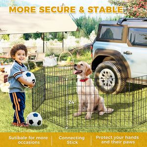 Foldable Octagonal Metal Dog Playpen – 8-Panel Exercise Pen for Dogs, 24-30-36-42-48 Inch Multiple Heights (With & Without Door), Indoor/Outdoor (Black)