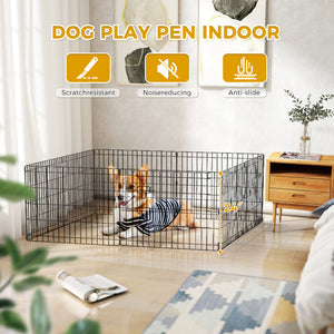 Foldable Octagonal Metal Dog Playpen – 8-Panel Exercise Pen for Dogs, 24-30-36-42-48 Inch Multiple Heights (With & Without Door), Indoor/Outdoor (Black)