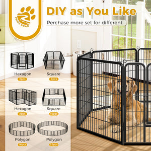 PAWZ Road Heavy Duty Metal Dog Crate & Playpen for Indoor Outdoor Use - Portable Pet Pen for Camping, Yard, RV - Multiple Size 8&16 Panels, Black