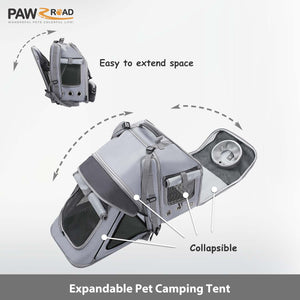 Porta-gatos expansível para viagens rodoviárias PAWZ com bolsa removível para tratamento cinza