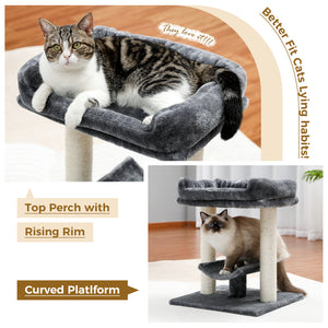 PAWZ Road  Small Cat Tree Cat Scratching Post with Large Plush Top Perch Bed