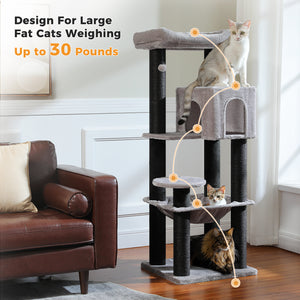 Plush 56.3-Inch Cat Tower, Large Cat Tree with Larger Hammock and Condo, Reinforced Scratching Posts (φ3.1in) for Big Adult Cats 30 lbs