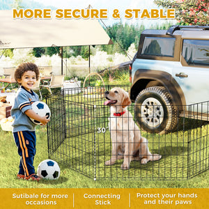 Foldable Octagonal Metal Dog Playpen – 8-Panel Exercise Pen for Dogs, 24-30-36-42-48 Inch Multiple Heights (With & Without Door), Indoor/Outdoor (Black)
