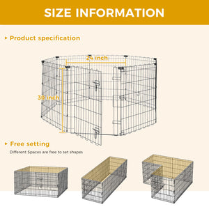Foldable Octagonal Metal Dog Playpen – 8-Panel Exercise Pen for Dogs, 24-30-36-42-48 Inch Multiple Heights (With & Without Door), Indoor/Outdoor (Black)