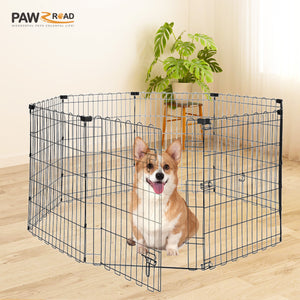 Foldable Octagonal Metal Dog Playpen – 8-Panel Exercise Pen for Dogs, 24-30-36-42-48 Inch Multiple Heights (With & Without Door), Indoor/Outdoor (Black)