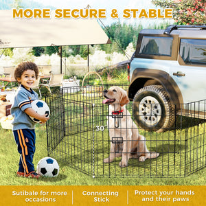 Foldable Octagonal Metal Dog Playpen – 8-Panel Exercise Pen for Dogs, 24-30-36-42-48 Inch Multiple Heights (With & Without Door), Indoor/Outdoor (Black)