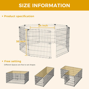 Foldable Octagonal Metal Dog Playpen – 8-Panel Exercise Pen for Dogs, 24-30-36-42-48 Inch Multiple Heights (With & Without Door), Indoor/Outdoor (Black)