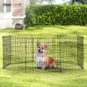 Foldable Octagonal Metal Dog Playpen – 8-Panel Exercise Pen for Dogs, 24-30-36-42-48 Inch Multiple Heights (With & Without Door), Indoor/Outdoor (Black)