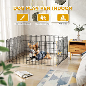 Foldable Octagonal Metal Dog Playpen – 8-Panel Exercise Pen for Dogs, 24-30-36-42-48 Inch Multiple Heights (With & Without Door), Indoor/Outdoor (Black)