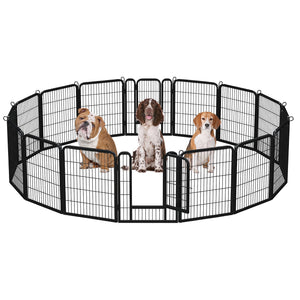 PAWZ Road Heavy Duty Metal Dog Crate & Playpen for Indoor Outdoor Use - Portable Pet Pen for Camping, Yard, RV - Multiple Size 8&16 Panels, Black