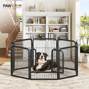 PAWZ Road Heavy Duty Metal Dog Crate & Playpen for Indoor Outdoor Use - Portable Pet Pen for Camping, Yard, RV - Multiple Size 8&16 Panels, Black